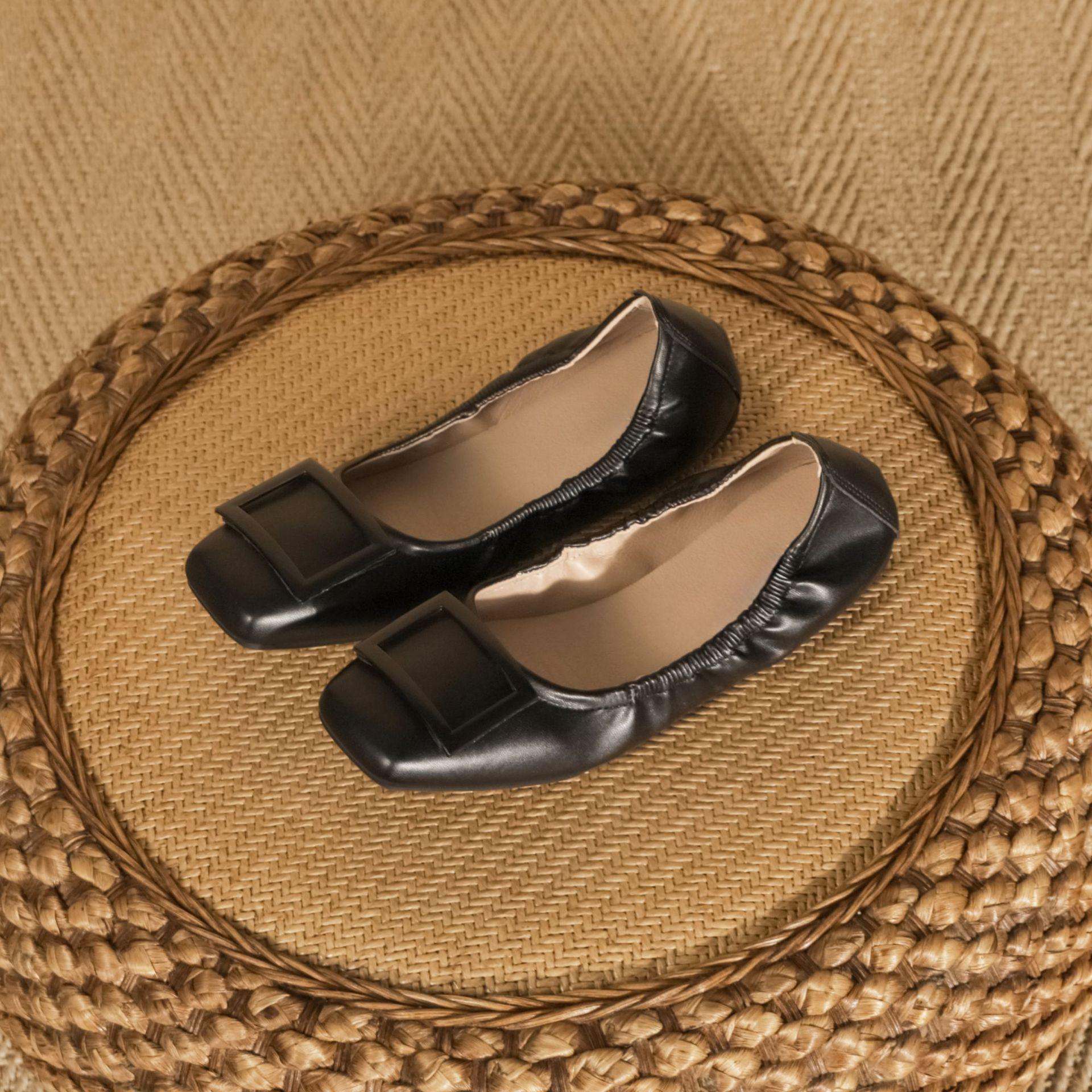 

2025 осень новые модные бабушкины туфли на плоской подошве удобные мягкие подошвы не устают ноги туфли-яичные рулетики повседневные универсальные туфли Doudou 40 чёрный