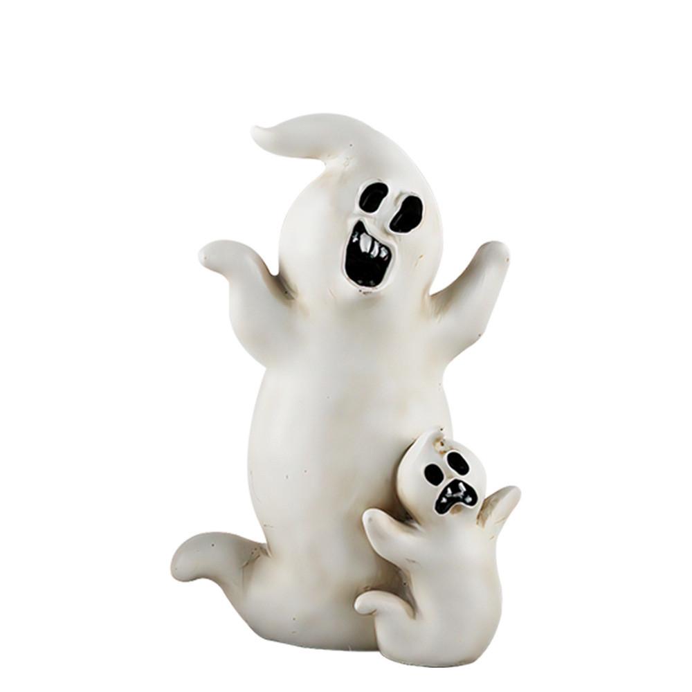 Charming Halloween Resin Ghost And Black Cat Pumpkin Ornament Perfect For Spooky Seasonal Decor