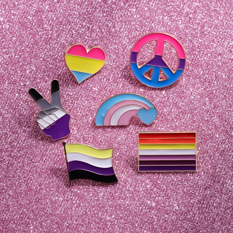 Rainbow Colorful Flag Enamel Pin Funny Brooch Cartoons Badge For Bags Jeans Hoodies Denim Lapel Pin Jewelry Kids Best Gift