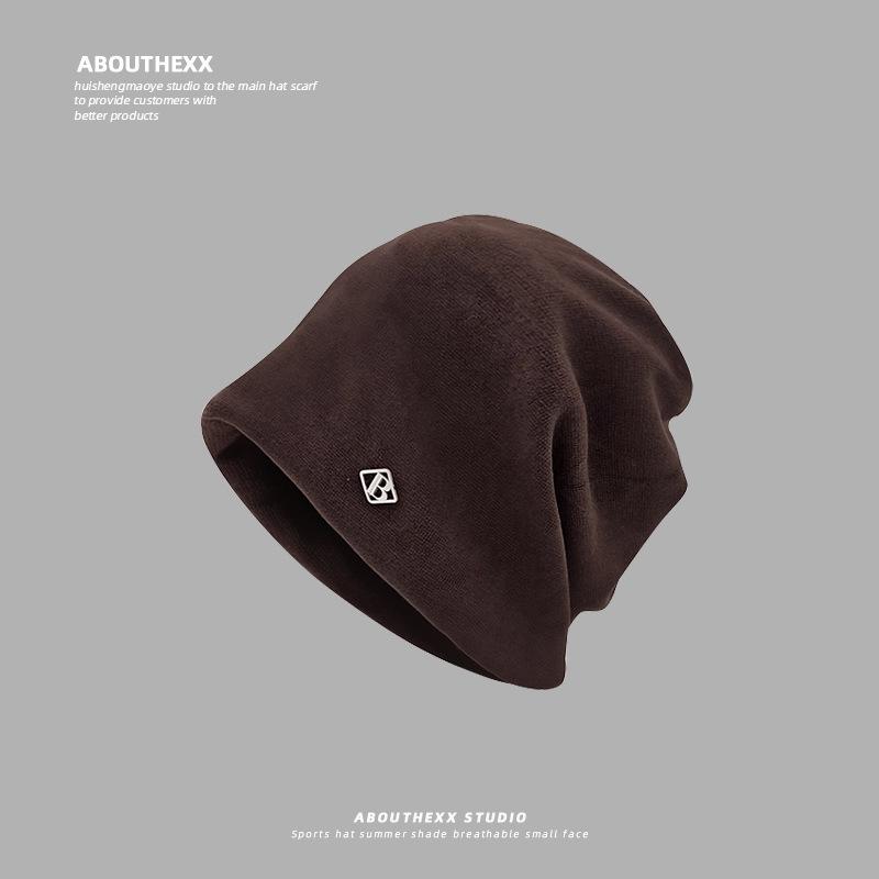 

Шапка с большой головой Женская вязаная шапка-бини Ленивый стиль Осень и зима Холодная шапка Корейский стиль Теплая шапка-балаклава для мужчин M（56-58cm）