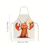 1pc, Funny Cartoon Lobster Holding Cheese Kitchen Apron Novelty Chef Cooking Bib For Seafood Lovers Linen Material Unisex