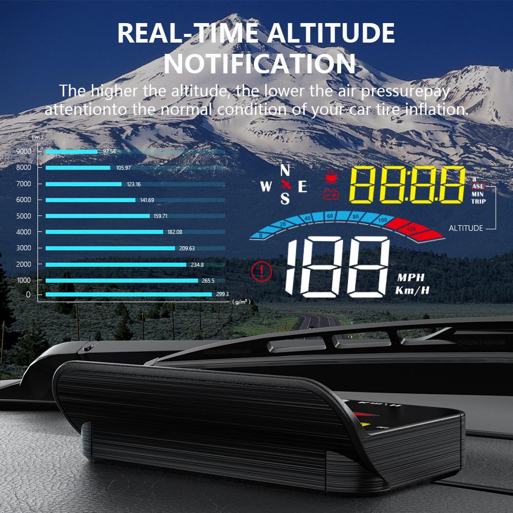 ZQKJ HUD M16 GPS Für Alle Autos Head-Up Display Projektion Tachometer Digitalprojektor Geschwindigkeit Spannung Fahrstrecke Höhe