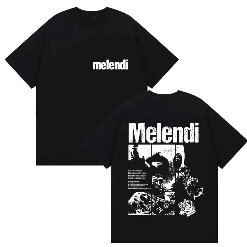 Rapper Melendi Tour 2025 Album Merch T Shirts Men's Vintage Gothic Oversized Cotton T-shirt Plus Size Streetwear Cotton Hip Hop
