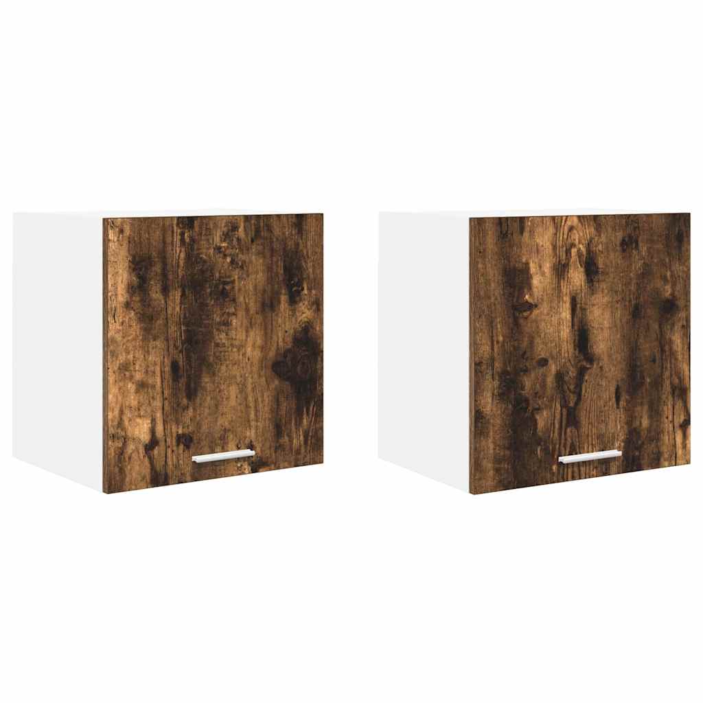 Wall Mounted Cabinet 2 Pcs Smoked Oak and White 40 X 31 X 40 Cm