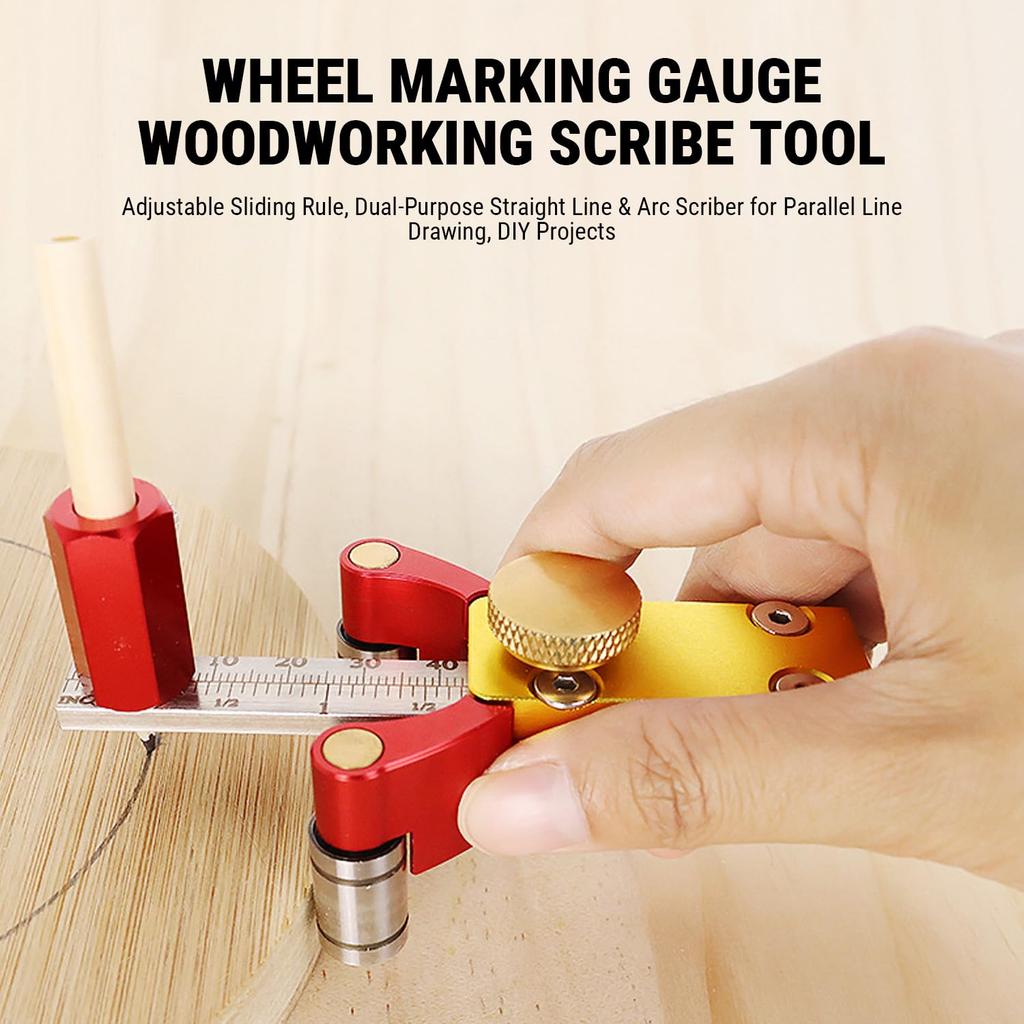 3 In 1 Woodworking Marking Gauge Parallel Line Scriber Arc Line Drawer Height Gauge Inch Measuring Tool