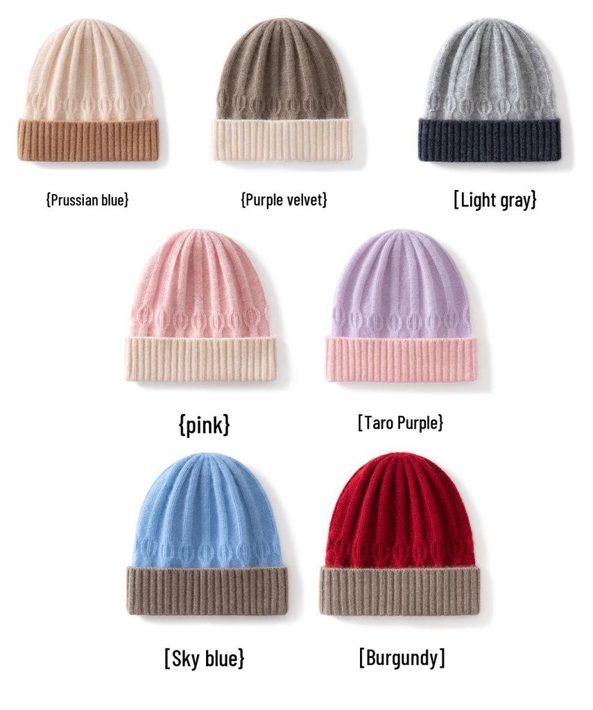 2025 Autumn/Winter Cashmere Kids' Knitted Turban Hat - Cute, Folded Edge, Unisex Hat