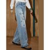 Coolhut High-Waisted Straight-Leg Jeans Retro Style Women's Slimming Wide-Leg Washed Graffiti