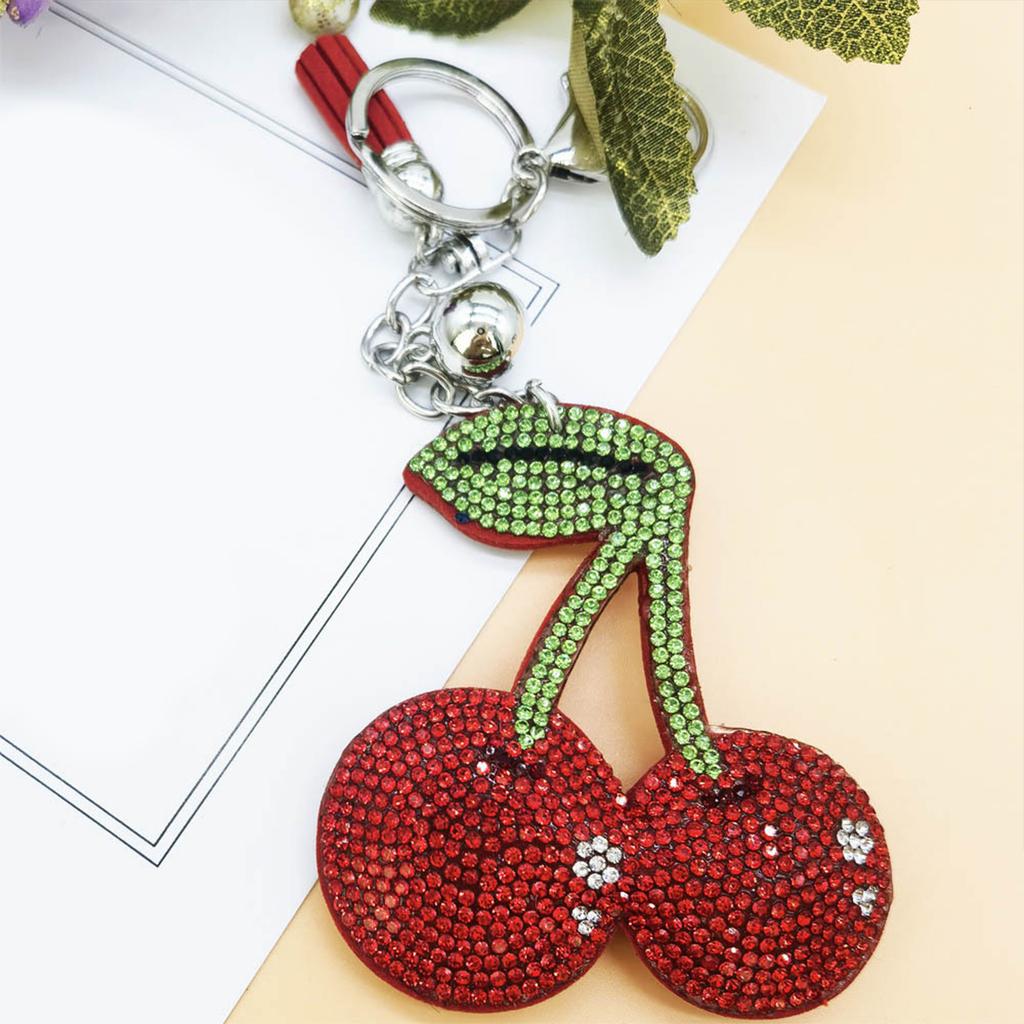 Sparkling Cherry Bag Accessory Fashion Keychain Alloy Texture Cherry Keyrings Suitable for Party and Casual Outfits