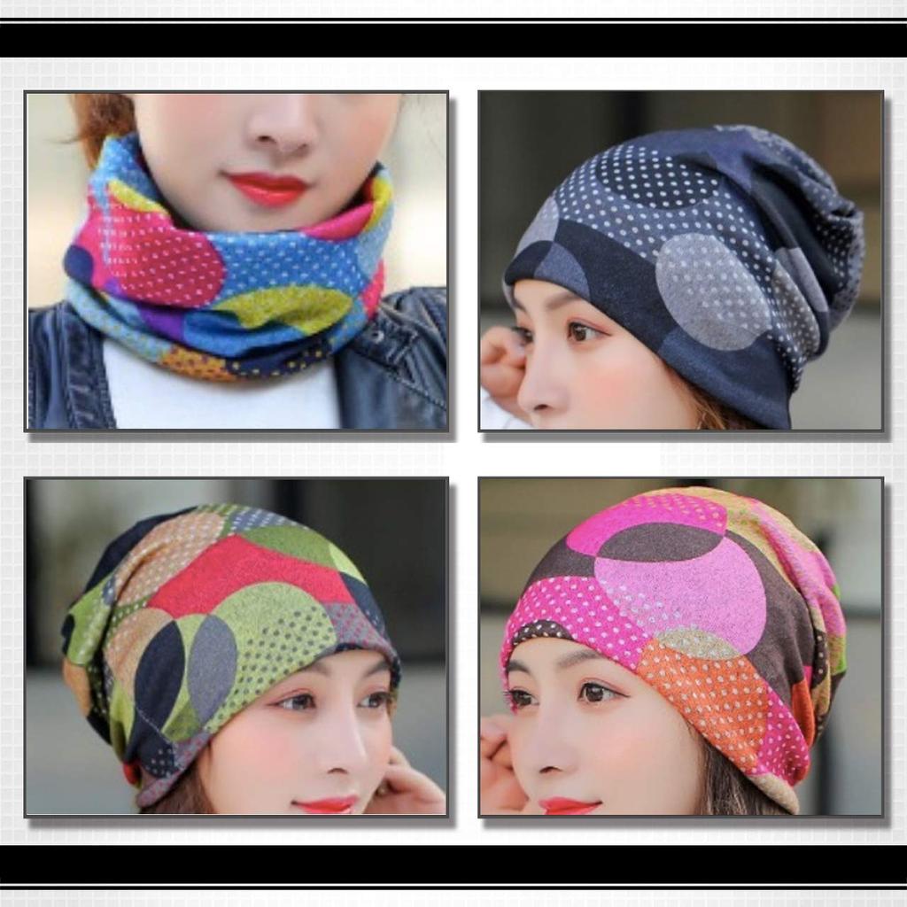 WHITE FANG Knit Polka Dot Neck Stylish and Cute for CA374 Hat, Cap, Warmer, Women, (02 Pink)