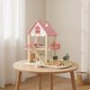 Pink Wooden Dollhouse | Multi-Level Open Layout, with Stairs, Toy, for
