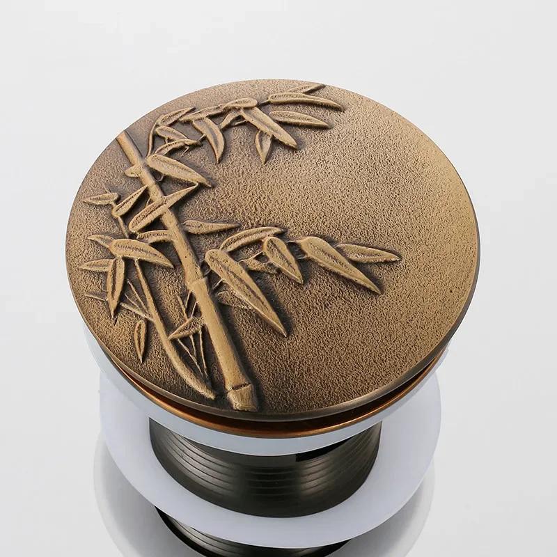 Bathroom Basin Sink Pop Up Drain Antique Brass Clic-clac Waterlet Vanity Sink Waste Drainer Art Carving Bathroom Accessories