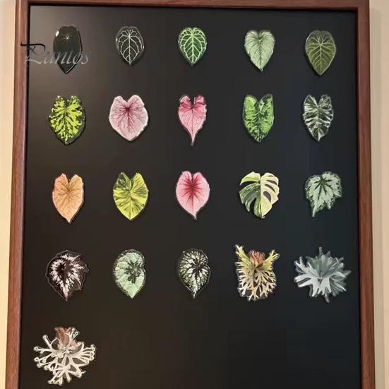 Tropical Plant Refrigerator Magnets 3D Plants Magnet, Acrylic Green Decorative Fridge Home Decor Memo Notes Photo Holder for Kitchen Office