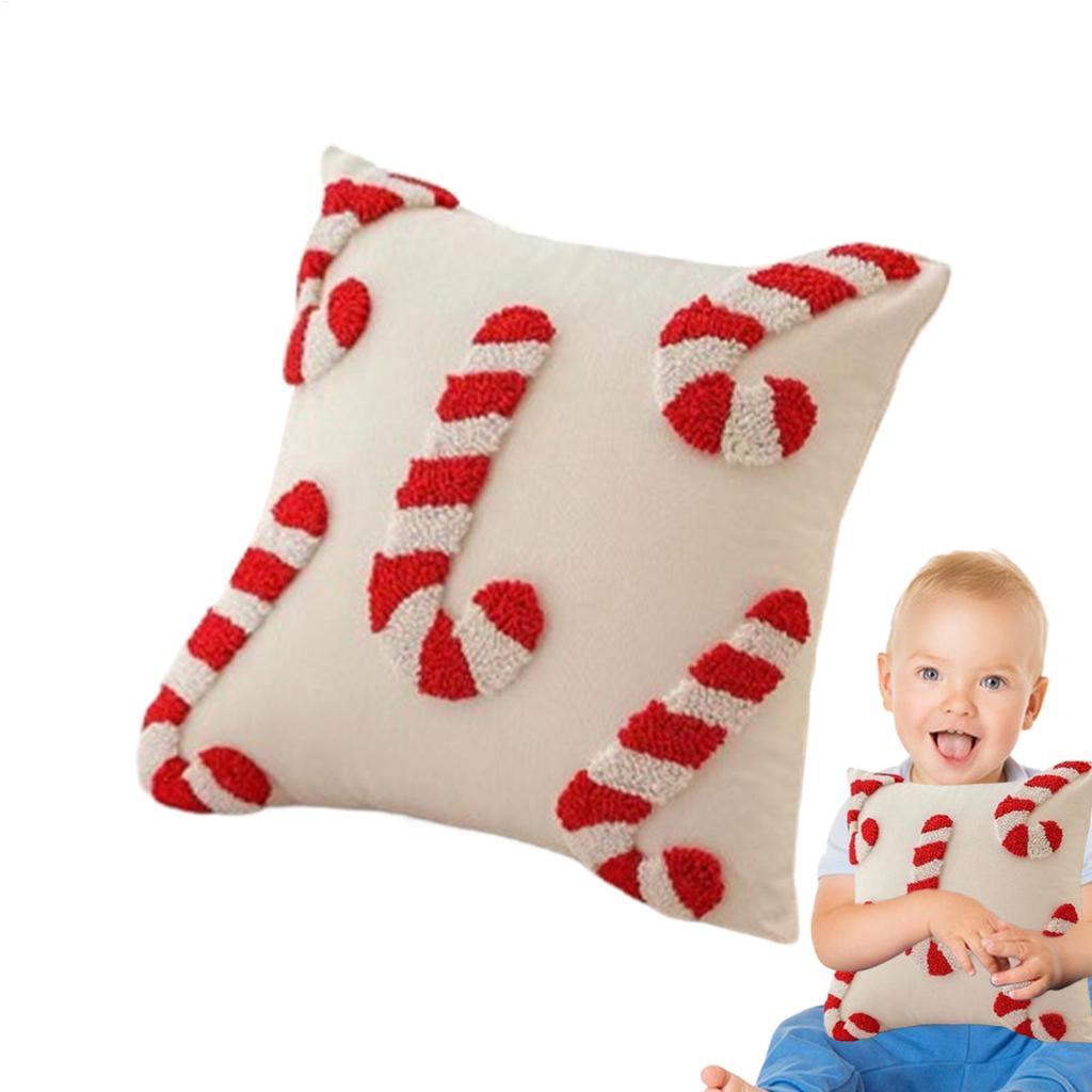 45x45cm Winter Christmas Pillow Covers cute Throw Pillow Covers Winter Candy Cane Cushion Covers Red White Decorative Pillow