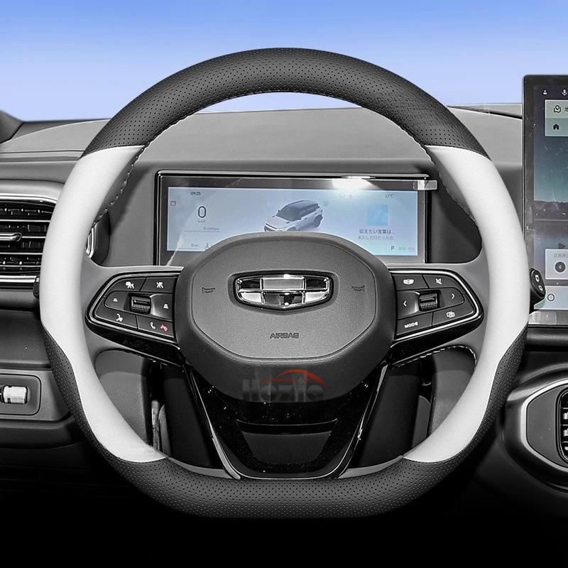 D Type Leather Car Steering Wheel Cover for Geely Tugella Preface Monjaro Emgrand kavango Plus Azkarra Accessories 2025