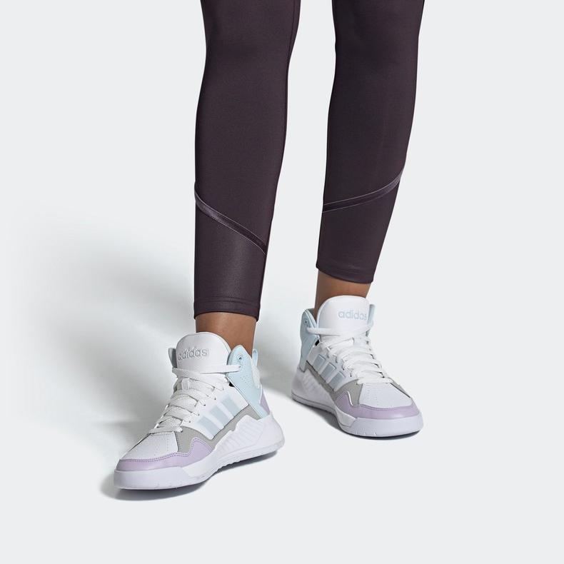 Adidas Neo Play9tis 2.0 Casual Shock Absorbing Non-Slip Mid-Top Skate Shoes Women Sneaker White Blue Purple FW9353