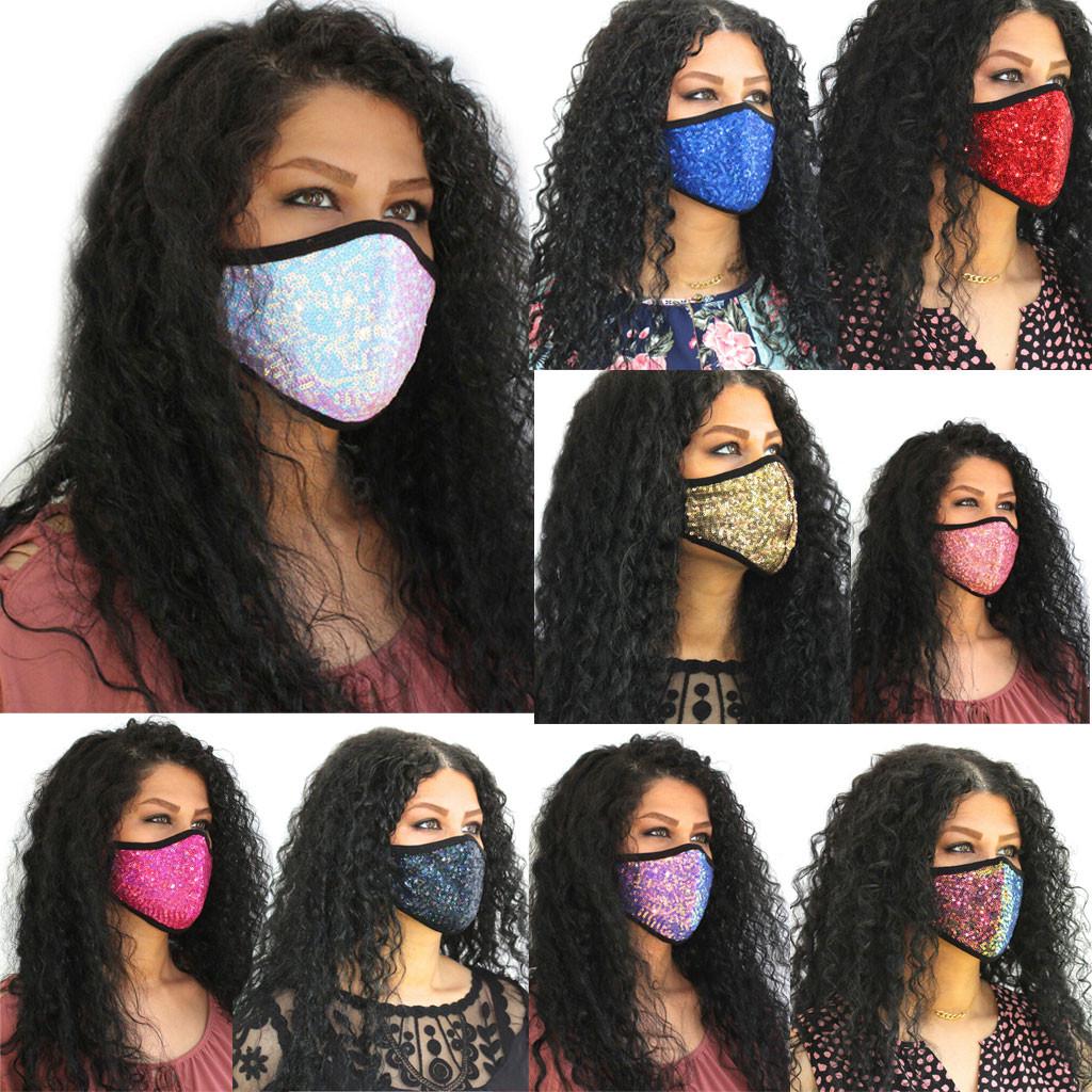 Women Sequins Cotton Mask Washable Breathable Mask Festival Mask