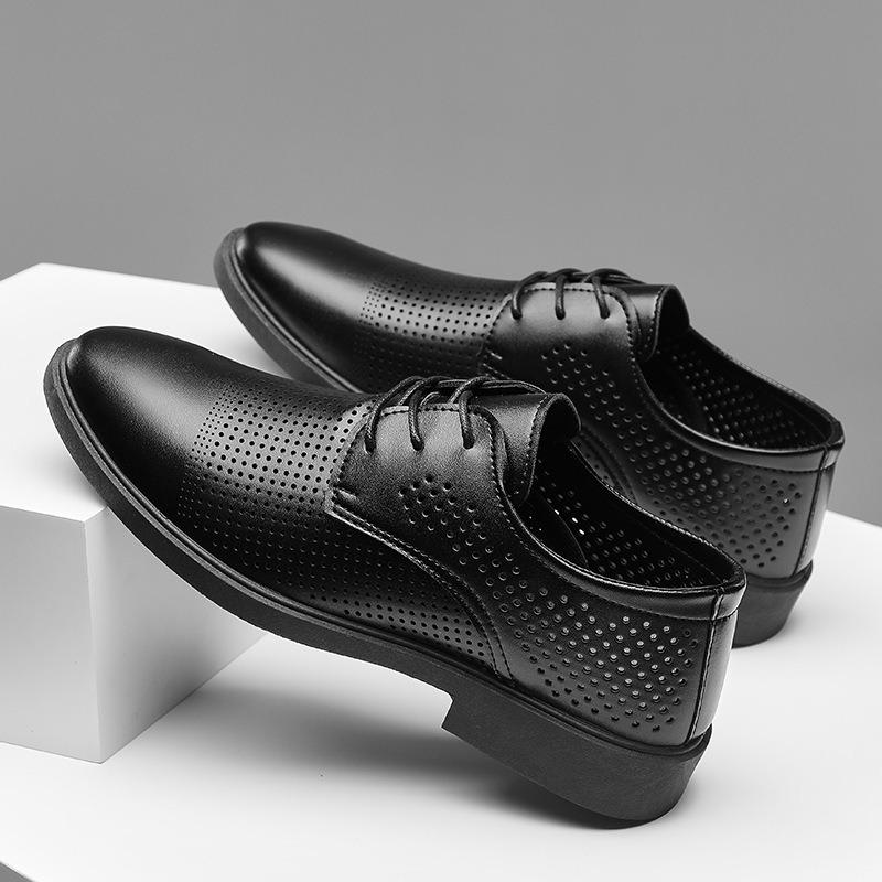 

Летняя полая пластиковая британская повседневная деловая обувь кожаная обувь мужская обувь внутренняя высота увеличение одинарная обувь повседневная обувь костюм 44