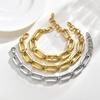Gliederkettenarmband Silberfarben Edelstahl Geometrischer Dicker Armreif für Damen Wasserdichter Schmuck