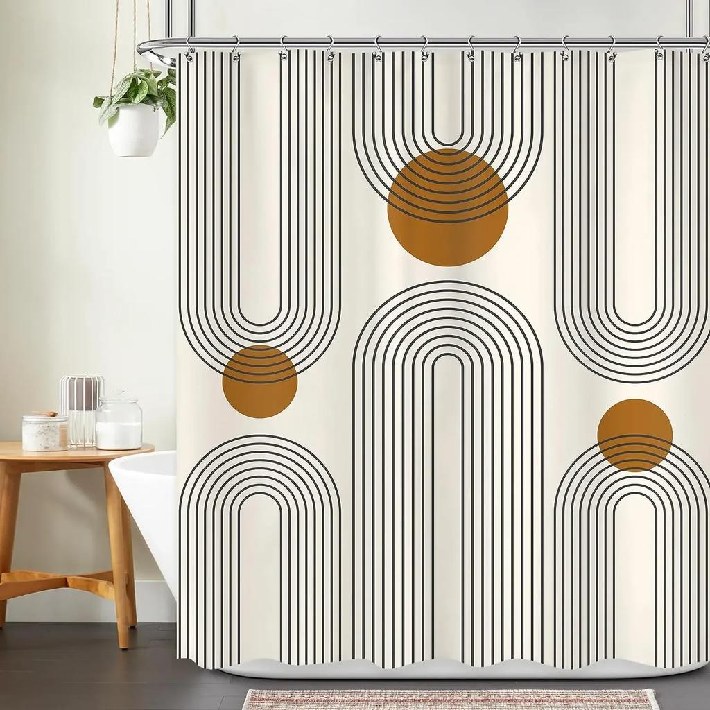VIKAMA Minimalist Style Shower Curtain, Bathtub Dry-Wet Separation Shower Curtain Waterproof Hanging Curtain Fabric