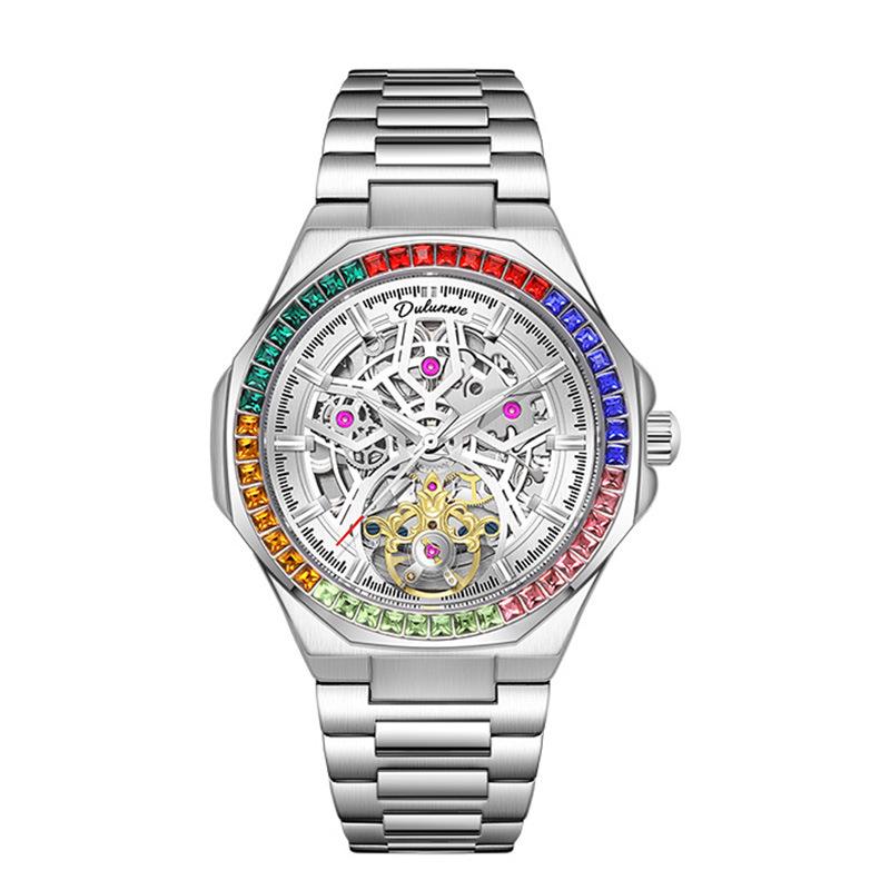 Pánské automatické vodotěsné světelné náramkové hodinky Durenwei Rainbow Circle