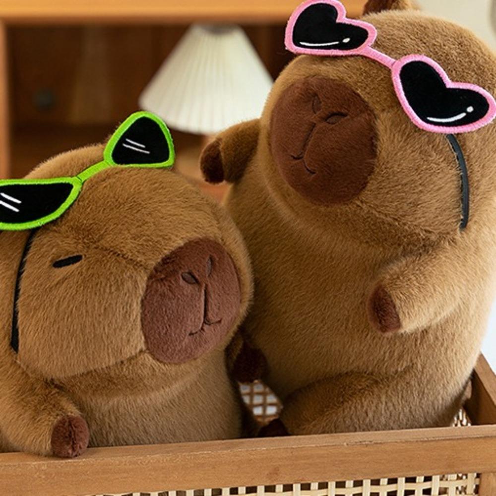 Wear Glasses Capybara Plush Doll Cartoon Capibara Fluffty Doll Capybara Plush Toy  Christmas Toy