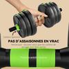 Adjustable Dumbbell Set, 20 Kg, 3-in-1, Extension Bar, Black
