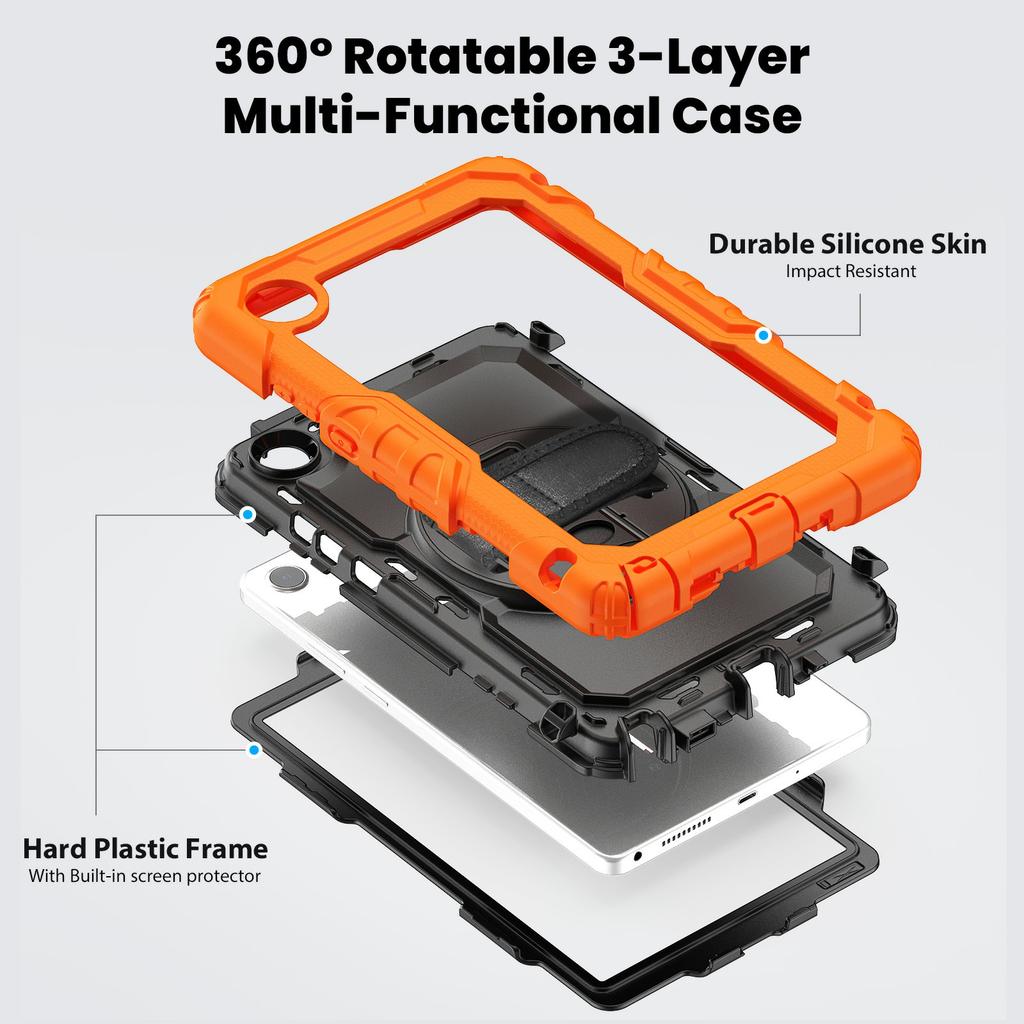 Para Lenovo Tab K9 TB305FU Capa PC+Silicone Capa para Tablet com Película PET e Alça de Ombro