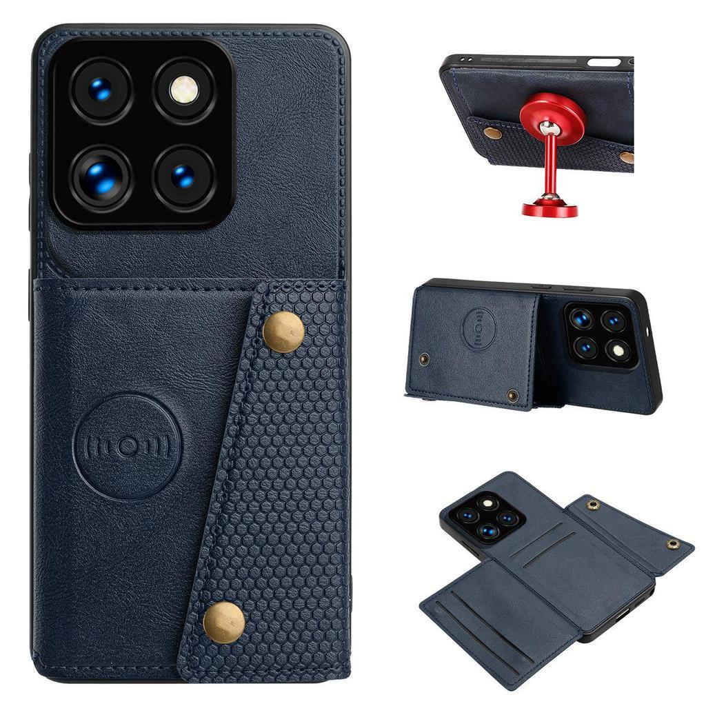 PU Leather Wallet Phone Case for Xiaomi 14 Pro,14 Multiple Card Slots Dual Metal Button Closure Shockproof Full‑Body Protective Cover