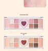 Heartbeat Twelve-Color Heart-Shaped Eyeshadow Palette: Pearlescent, Fine Glitter, Matte, Blush, Highlighter for Enhanced Complexion.
