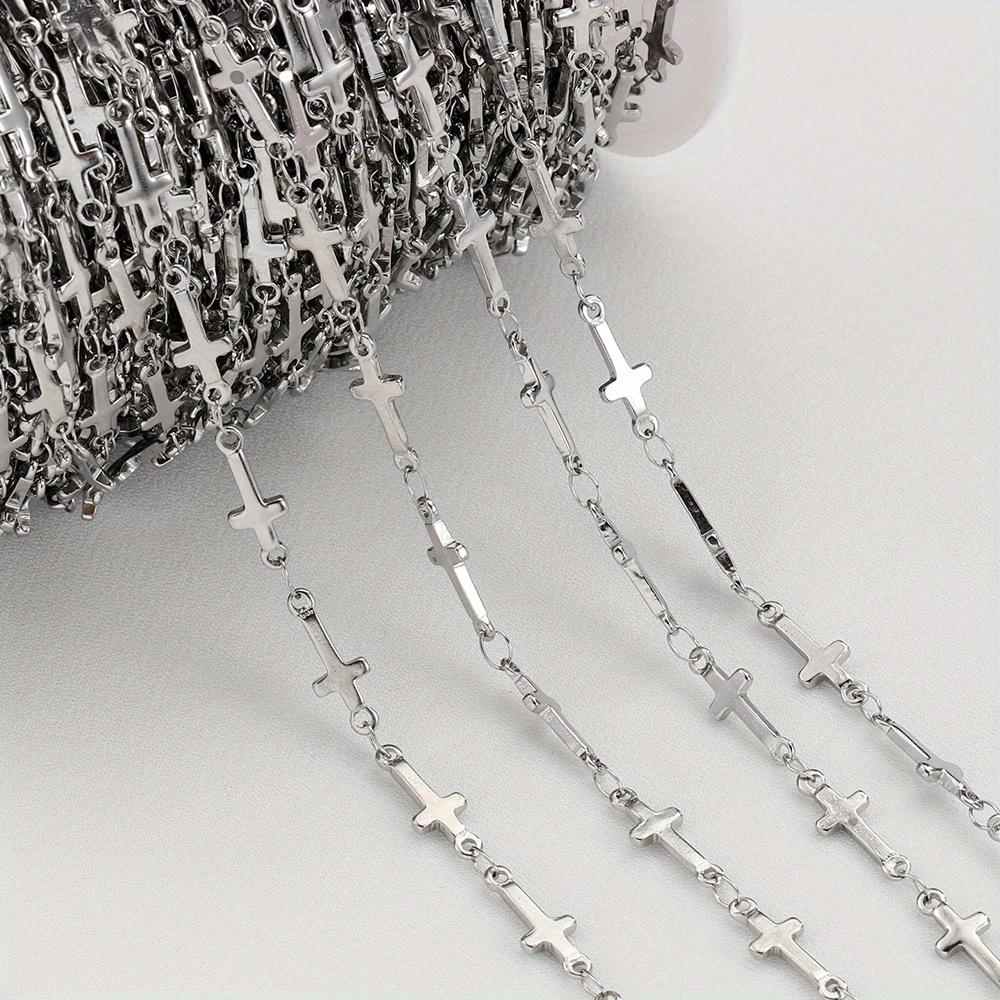 1M Trend Star Beaded Chain Stainless Steels Geometry Heart Square Leaf Cross Link Chain DIY Necklace Bracelet Jewelry Findings