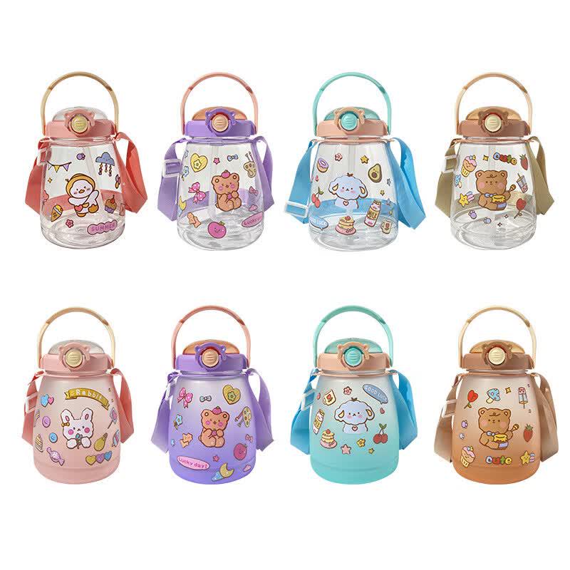 JIN MING LI 1.3L Transparent Kids' Straw Water Bottle