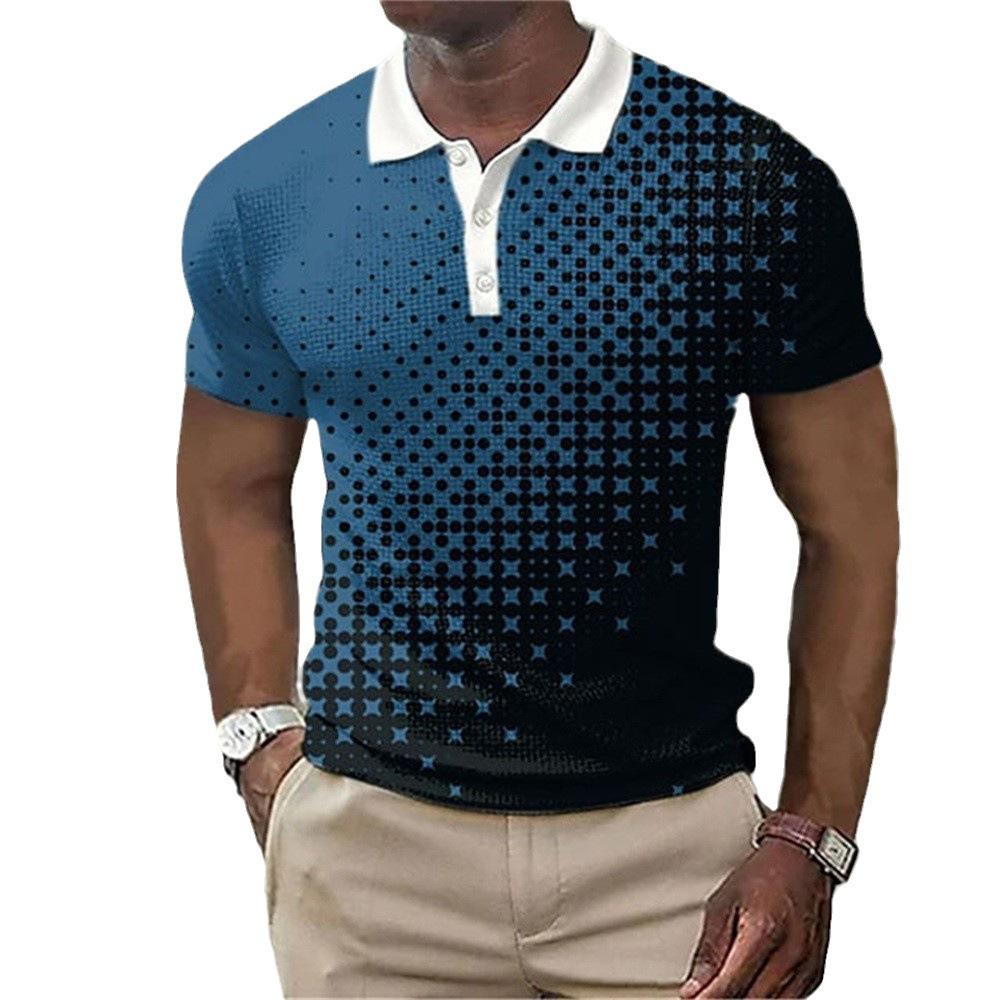 Independent Station Men'S Short Sleeve Polo Shirt 3D Digital Printing Casual Trend Lapel Shirt