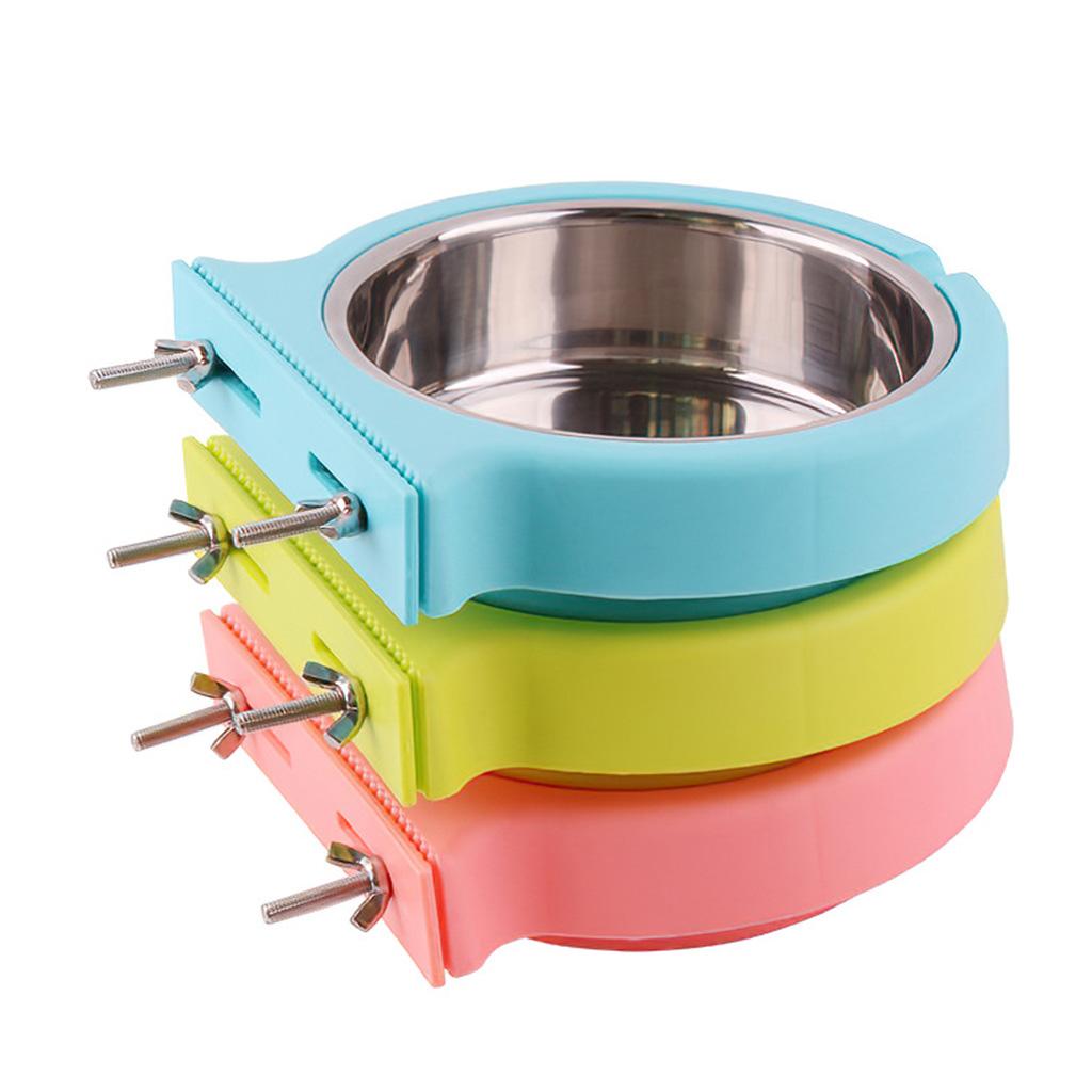 Dog Crate Bowls Detachable Stainless Steel Hanging Bunny Feeder for Kennel Cage