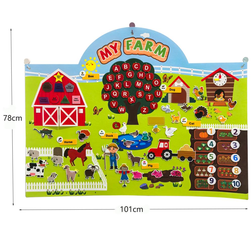

Toys Farm Animals Felt Story Board Set Storytelling Early Learning Interactive Play Kit Wall Hanging Puzzle for Toddlers Gifts