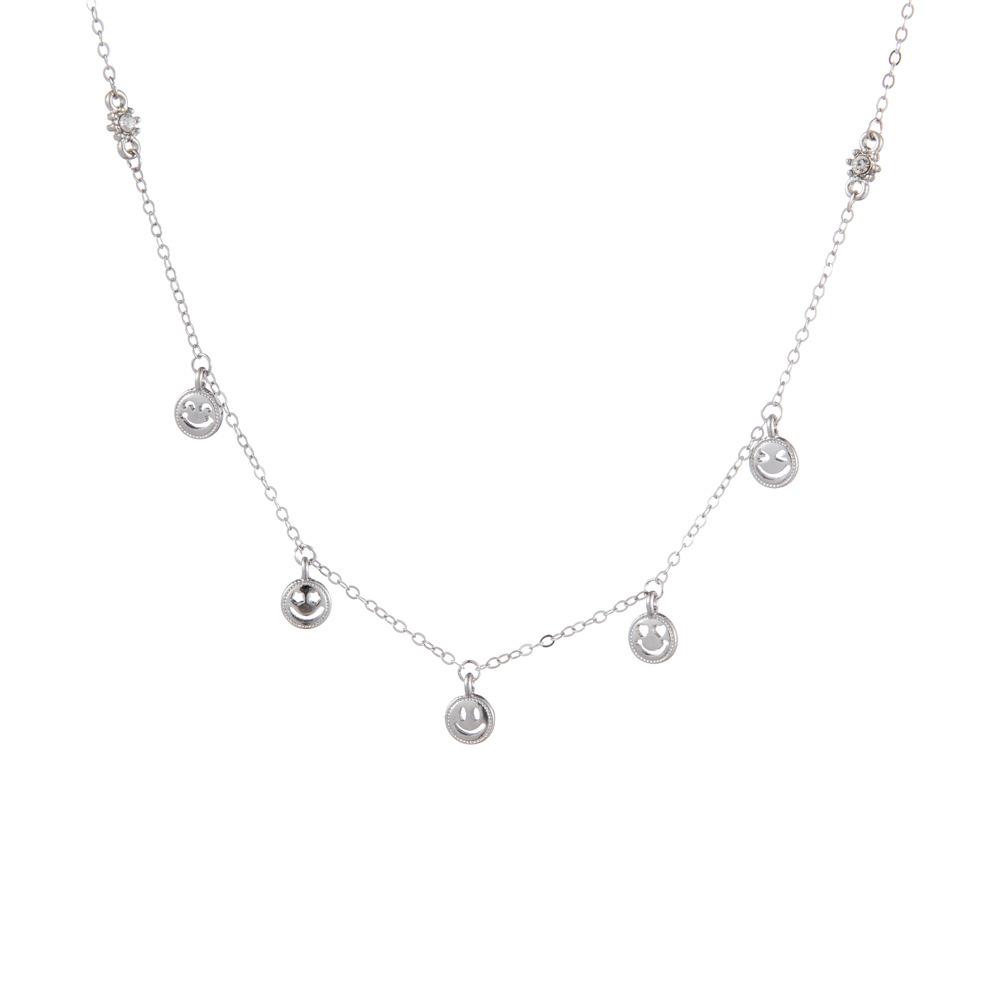 

Модное ожерелье с улыбающимся лицом, смотрящим вперед, в красивом золотом и серебряном цвете для современных женщин серебряный