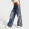 Women's High Waist Washed Women's Jeans Fashionable Versatile Straight Leg Pants