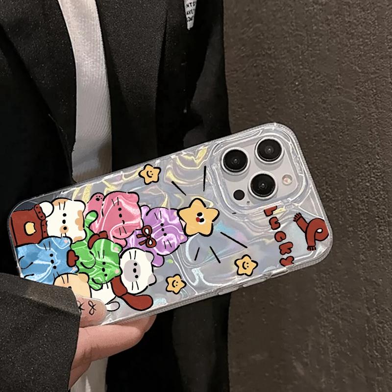 Cartoon Cat Love Love Heart Girl Women Case For Apple iphone 16pro 15 15plus 16 14 13 Pro Max 16e 12 11 7 8 Plus XR Fundas Cover