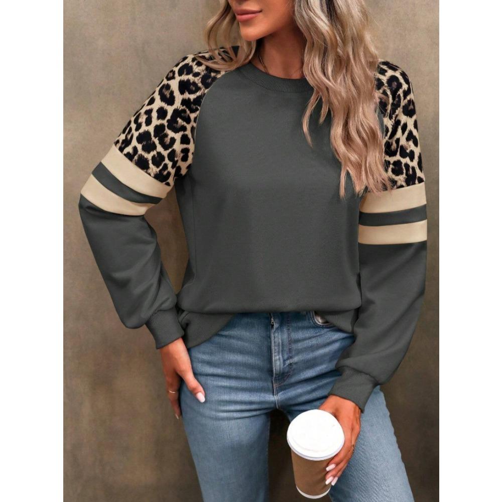 Women's New Autumn and Winter Leopard Print Multi-color Long-sleeved Loose Sweatshirt