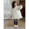 Winter New Children's Clothing Korean Style Children's Lace Embroidered Cotton Long Cotton Clothes Girls' Fleece-lined Lace Princess Cotton Coat