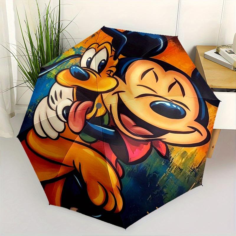 

Mickey Mouse,Pluto Automatic Umbrella Tri fold Portable Umbrella, Best Holiday Gift for Men and Women, Durable Iron Frame, Playful Design,