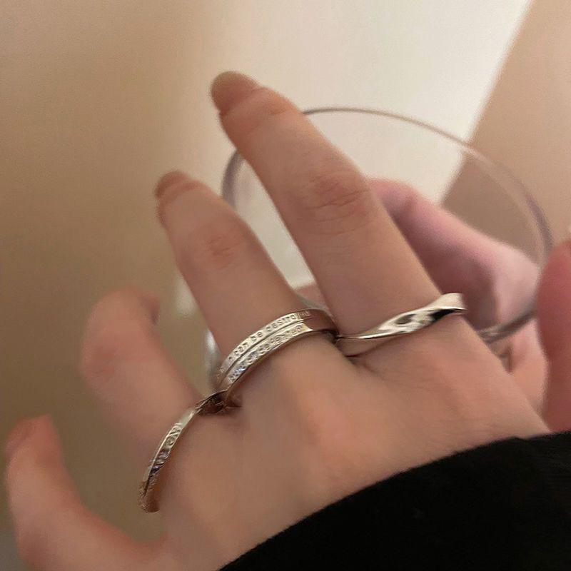 

3Pcs Punk Zircon Metal Rings Set For Women Simple Geometric Wide Open Ring Minimalist Silver Color Aesthetic Rings as the picture