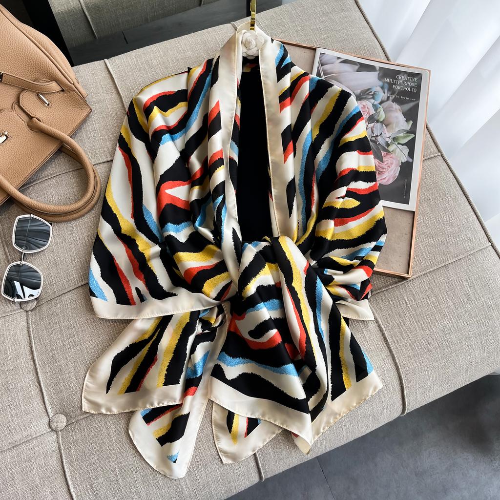 Eșarfă de primăvară pentru femei, design de lux, eșarfă de mătase netedă, eșarfă moale musulmană cu bandă de susținere, șal de plajă 90x180cm