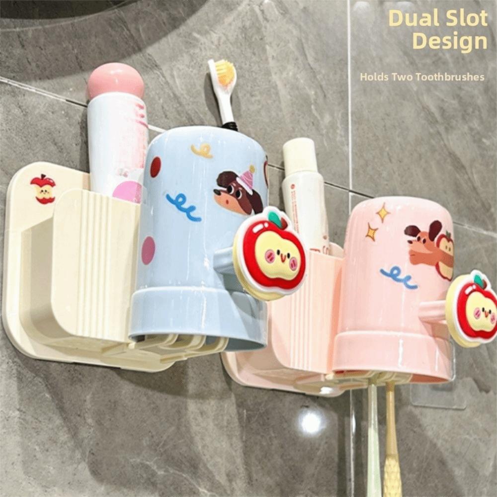 Multifunctional Toothpaste Holder with Mouthwash Cup Toothbrush Stand  Bathroom Accessories