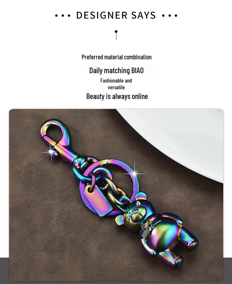 Colorful Street Dance Bear Keychain - Trendy Jewelry Accessory for Men & Women