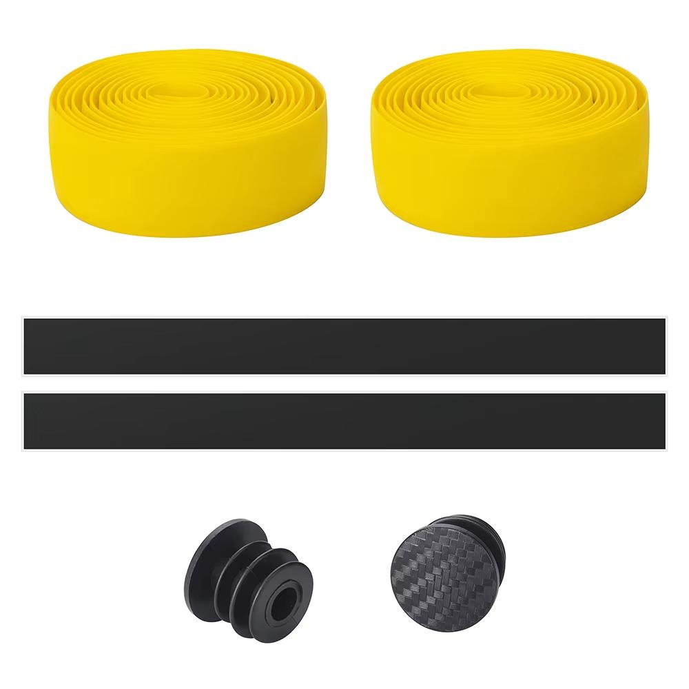1Pair Bicycle Handlebar Tape Anti-Slip Damping Cycling Road Bike Handle Belt Wraps With Bar End Plugs Accessories for Road Bike