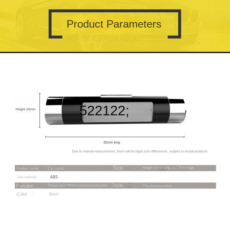 Termometr do kratki nawiewu samochodowego Zegar elektroniczny Czas Wyświetlacz cyfrowy LED Termometr z podświetleniem akcesoria samochodowe