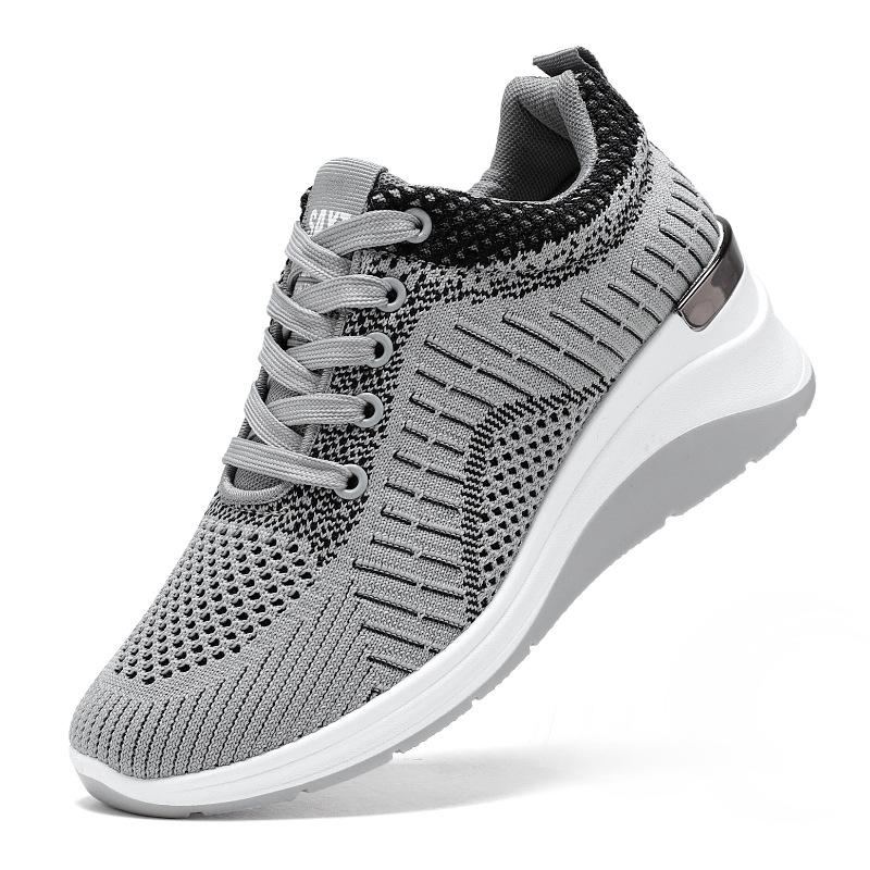 Shoes women's casual shoes versatile women's shoes thick-soled heightening single shoes shallow mouth flying woven shoes breathable mesh shoes