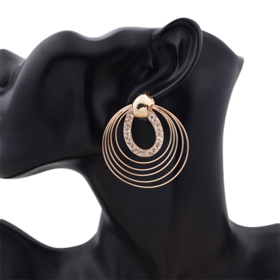 Big Round Multilayer Circles Drop Earrings Wire Spiral Geometric Metal Exaggerated Wedding Party Jewelry Pendientes