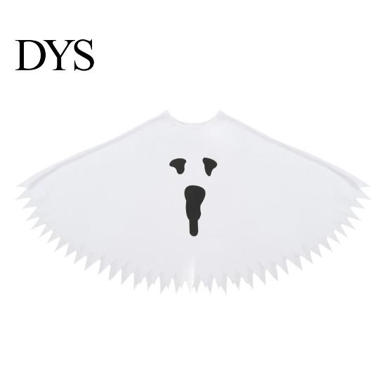 Cute White Ghost Cloak Halloween Poncho Costume for Kids Adults, Spooky Comfortable Polyester Party Outfits with Wave Edge, Outfit Fancy Dress,