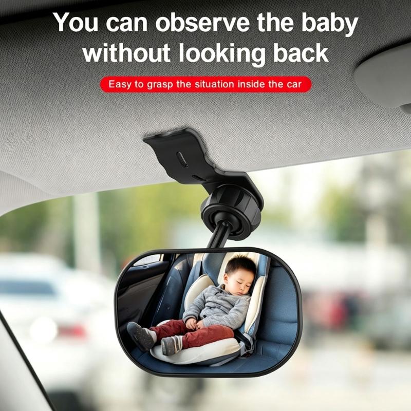 Rear-Seat Baby Monitoring Mirror with Wide View and Adjustable Head for Parents, Caregivers and Family Travel Use